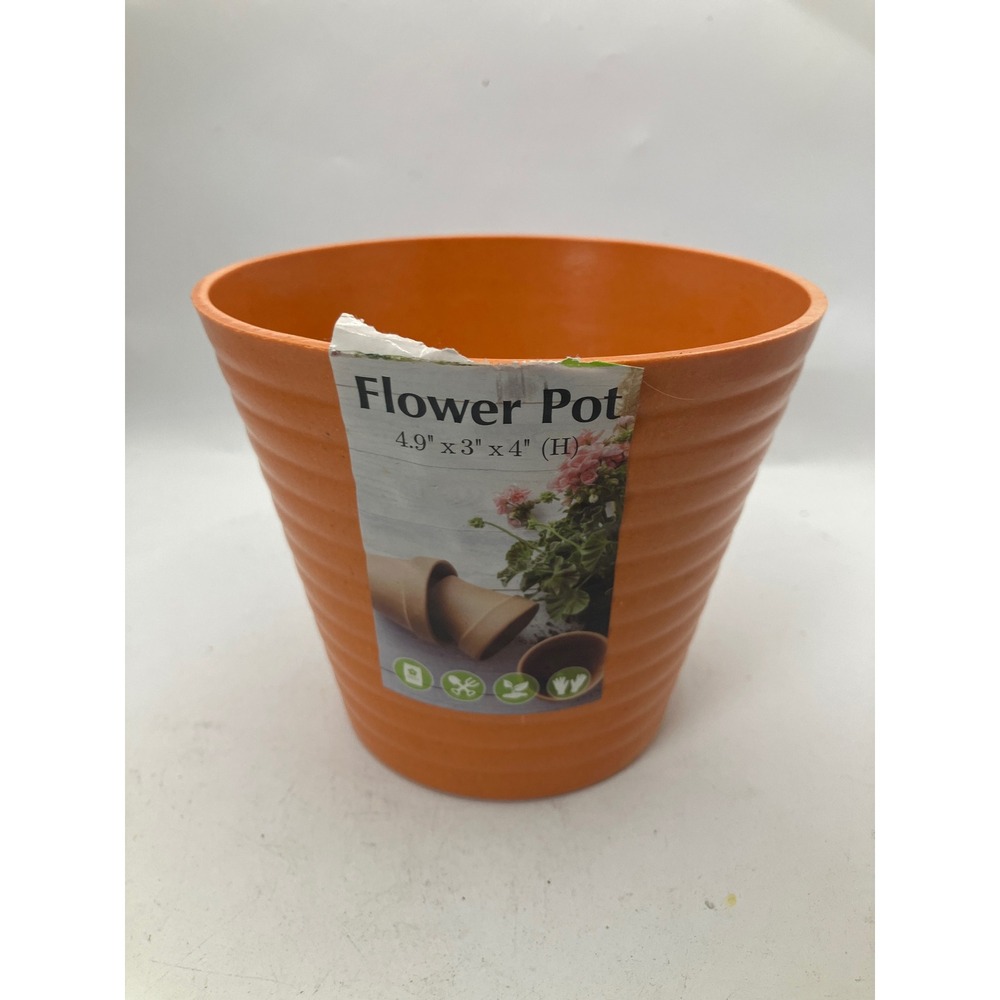 Orange Flower Pot‎ 4.9" Planter Home Garden Decor Plant Container